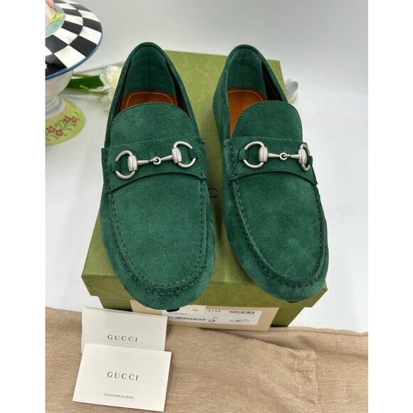Men\'s Gucci suede horse bit driver loafers size 7.5 fits 8 US made in Italy main image 6